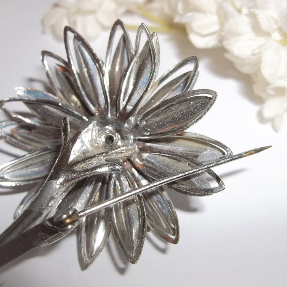 VINTAGE Brooch, Vintage Flower Brooch, Silver Flower Brooch, Brooch, Brooch 7744 - Picture 9 of 10